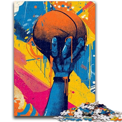 Basketball-Ölgemälde, 1000-teiliges Puzzle für Erwachsene und Jugendliche, Quizspiel, Wanddekoration, einzigartige Geburtstags (38x26cm) von AADSAZA