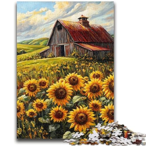 Bauernhof-Sonnenblumen, 1000-teiliges Puzzle für Erwachsene, Geschenk, Denkspiel, Wanddekoration, einzigartige Geburtstags (38x26cm) von AADSAZA