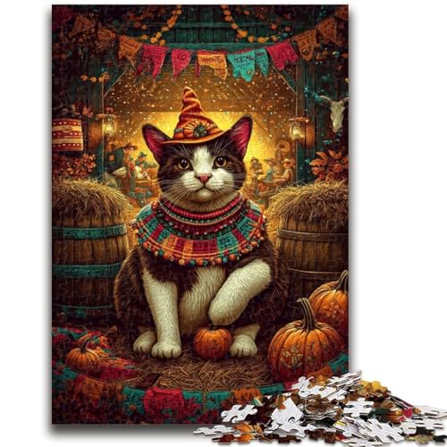 Bauernhofkatze-Puzzle, 1000 Teile, für Teenager, anspruchsvolles Spiel und Familienspiel, Wanddekoration, einzigartige Geburtstags (38x26cm) von AADSAZA