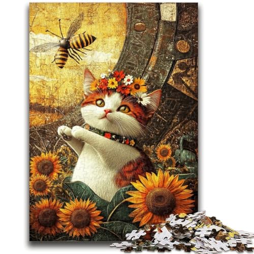 Bauernhofkatzen-Puzzles für Teenager, 1000 Puzzles, Spielzeug, Lernspiele, Stressabbau, geeignet als Schreibtischdekoration (38x26cm) von AADSAZA