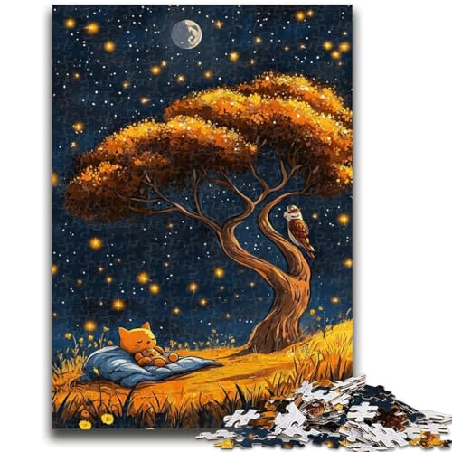 Baum unter dem Nachthimmel-Puzzle für Teenager, 1000 Teile, anspruchsvolles Spiel und Familienspiel mit vollständig ineinandergreifenden, zufällig geformten Teilen (38x26cm) von AADSAZA