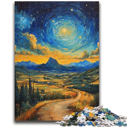 Berge unter dem Nachthimmel, Puzzle für Erwachsene, 1000 Teile, Stressabbau, schwierige Herausforderung, gutes Geschenk für die ganze Familie (50x75cm) von AADSAZA