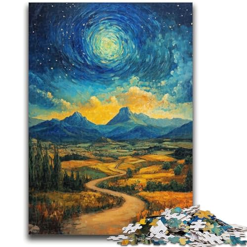Berge unter dem Nachthimmel, Puzzle für Teenager, 1000 Teile, anspruchsvoll zu vervollständigen, Aber lustig und humorvoll, einzigartige Heimdekoration und Geschenke (50x75cm) von AADSAZA