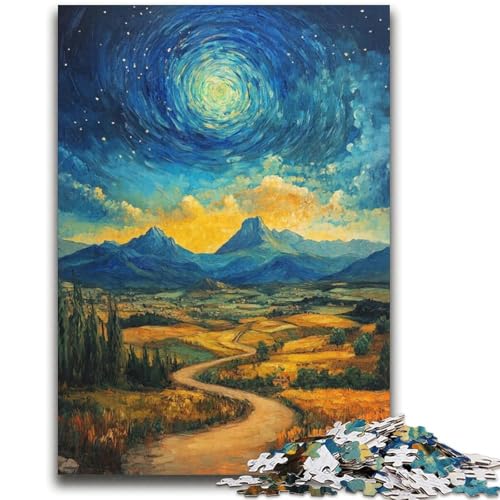Berge unter dem Nachthimmel, Puzzle für Teenager, 2000 Teile, Lernspiele, Heimdekoration, geeignet für die Schreibtischdekoration (70x100cm) von AADSAZA