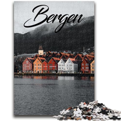 Bergen, Norwegen, 1000-teiliges Puzzle für Erwachsene und Jugendliche, Lernspielzeug, lustige Familienspiele, einzigartige Heimdekoration (38x26cm) von AADSAZA
