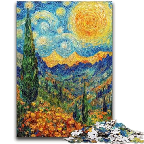 Berggemälde von Van Gogh, Puzzles für Erwachsene und Teenager, Puzzle, hilft dem Gehirn, süchtig machendes Spielzeug zu trainieren, um Geduld zu fördern, geeignet für Paare (38x26cm) von AADSAZA