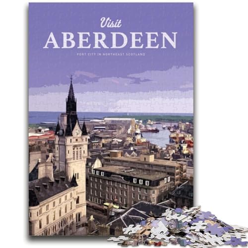 Besuchen Sie Aberdeen, 1000-teiliges Puzzle für Erwachsene und Jugendliche, Quizspiel, Wanddekoration, einzigartige Geburtstags (38x26cm) von AADSAZA