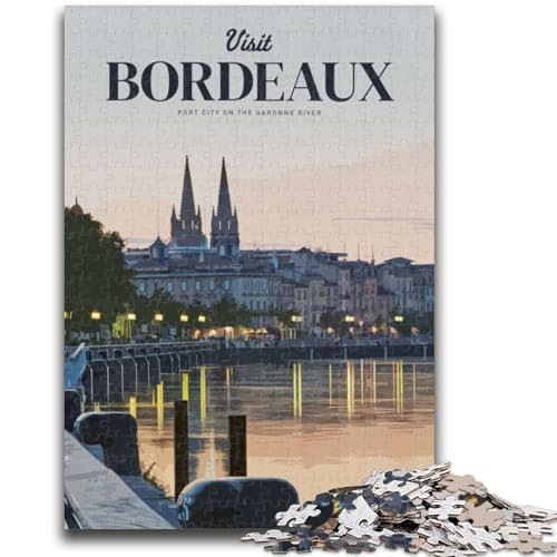 Besuchen Sie Bordeaux, Puzzle für Erwachsene, 1000 Teile, Lernspiel, Herausforderungsspielzeug, ganze Familie (50x75cm) von AADSAZA
