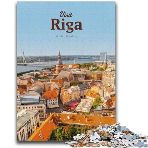 Besuchen Sie Riga, 1000-teiliges Puzzle für Erwachsene und Jugendliche, Quizspiel, Wanddekoration, einzigartige Geburtstags (38x26cm) von AADSAZA