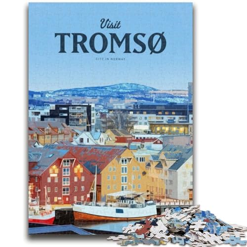 Besuchen Sie Tromso, Puzzle für Teenager, 1000 Teile, helfen Sie dem Gehirn, süchtig machendes Spielzeug zu trainieren, um Geduld zu fördern, EIN Kunstwerk (50x75cm) von AADSAZA