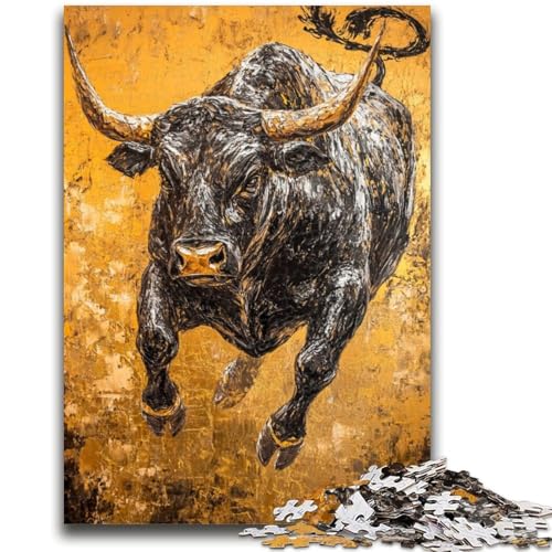 Black Gold Bull Puzzle 1000 Teile für Erwachsene und Jugendliche, hilft dem Gehirn, süchtig machendes Spielzeug zu trainieren, um Geduld und Eltern-Kind-Interaktion zu fördern (50x75cm) von AADSAZA