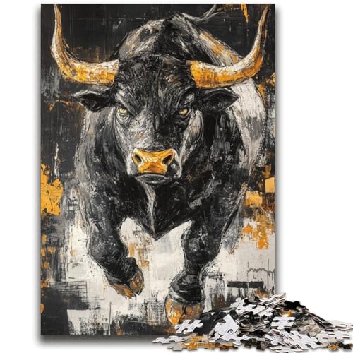 Black Gold Bull Puzzle 2000 Teile für Erwachsene, Lernspielzeug für die ganze Familie, mit passendem Poster und Quizblatt (70x100cm) von AADSAZA