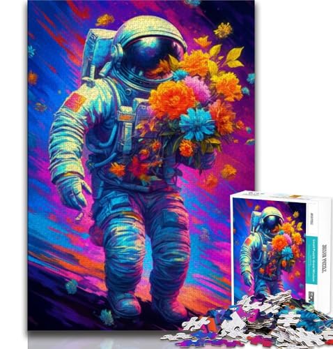 Blumen-Astronaut, 1000-teiliges Puzzle für Erwachsene und Jugendliche, entspannendes intellektuelles Lernspielzeug, Wichtelgeschenke (75x50cm) von AADSAZA