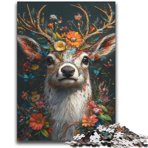 Blumen-Hirsch-Puzzle, 2000 Teile, für Teenager, Geschenke, Quizspiel, Wanddekoration, einzigartige Geburtstags (70x100cm) von AADSAZA