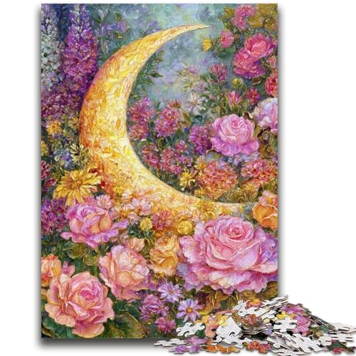 Blumen-Mond-Puzzles für Erwachsene und Teenager, Puzzle, Spielzeug, Lernspiele, Stressabbau, tolle Geschenke und Spielzeuge (38x26cm) von AADSAZA
