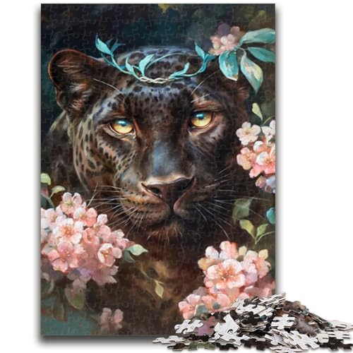 Blumen-Puzzle mit schwarzem Panther, 1000 Teile, Geschenk für Erwachsene, Denkspiel, Wanddekoration, einzigartige Geburtstags (50x75cm) von AADSAZA