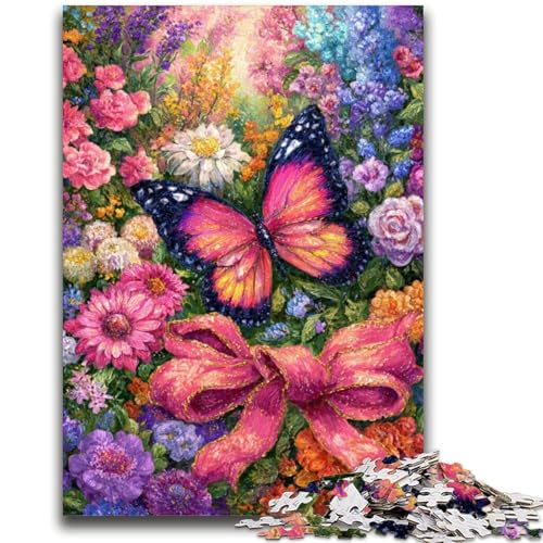 Blumen-Schmetterlings-Puzzle für Erwachsene, 1000 Teile, anspruchsvolles Spiel und Familienspiel mit vollständig ineinandergreifenden, zufällig geformten Teilen (50x75cm) von AADSAZA