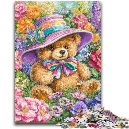 Blumen-Teddybär-Puzzles für Erwachsene und Teenager, Puzzle, Spielzeug, Lernspiele, Stressabbau, tolle Geschenke und Spielzeuge (38x26cm) von AADSAZA