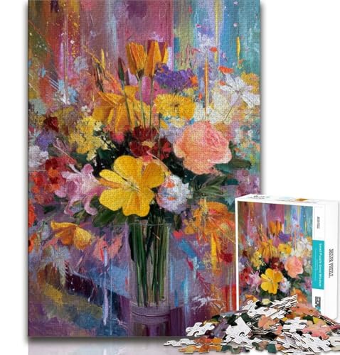 Blumen in Einer Vase, Mal-Puzzles für Teenager, helfen dem Gehirn, süchtig machendes Spielzeug zu trainieren, um Geduld zu fördern, geeignet für Paare (38x26cm) von AADSAZA