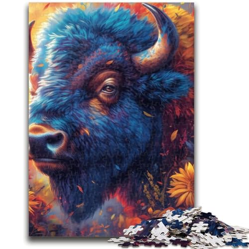 Blumen- und Bison-Puzzle, 1000 Teile, für Erwachsene, anspruchsvoll zu vervollständigen, Aber unterhaltsam und humorvoll, einzigartige Heimdekoration und Geschenke (50x75cm) von AADSAZA