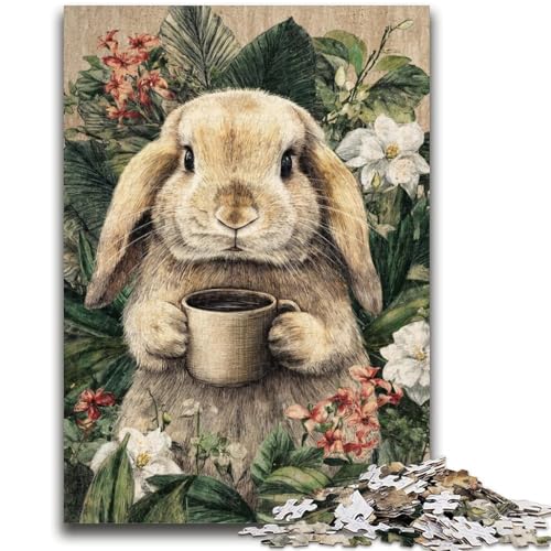 Blumen- und Kaninchen-Puzzle für Erwachsene, 1000 Teile, hilft dem Gehirn, süchtig machendes Spielzeug zu trainieren, um die Geduld der Eltern-Kind-Interaktion zu fördern (38x26cm) von AADSAZA