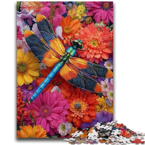 Blumen- und Libellen-Puzzles für Teenager, 1000 Puzzles, Spielzeug, Lernspiele, Stressabbau, geeignet als Schreibtischdekoration (38x26cm) von AADSAZA