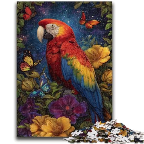Blumen- und Papageien-Puzzles für Teenager, 1000 Teile, Lernspielzeug, Familienspiele mit passendem Poster und Quizblatt (38x26cm) von AADSAZA