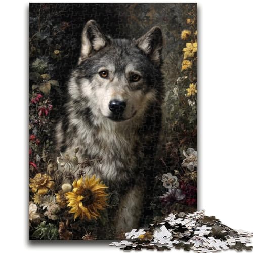 Blumen- und Wölfe-Puzzles für Erwachsene und Teenager, Puzzle, Spielzeug, Lernspiele, Stressabbau, tolle Geschenke und Spielzeuge (50x75cm) von AADSAZA