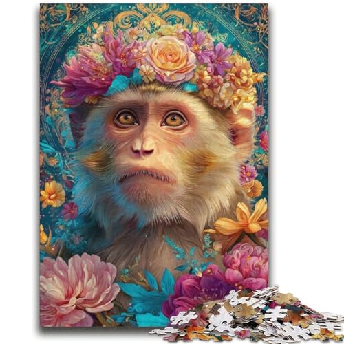 Blumenaffe-Puzzle für Erwachsene, 2000-teiliges Puzzle, Denkspiel, Wanddekoration, einzigartige Geburtstags (70x100cm) von AADSAZA