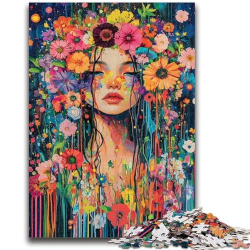 Blumenfrau 1000-teiliges Puzzle für Teenager, Familienspiel zum Stressabbau, schwierige Herausforderung, tolle Geschenke und Spielzeuge (38x26cm) von AADSAZA