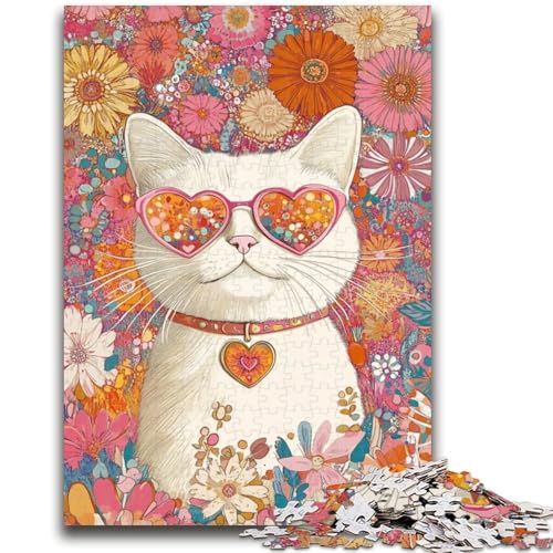 Blumenkatzen-Puzzle 1000 Teile für Teenager, hilft dem Gehirn beim Trainieren, süchtig machendes Spielzeug, um Geduld zu fördern, einzigartiges Herausforderungsspiel (50x75cm) von AADSAZA