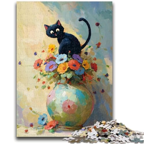 Blumenkunst-Katzen-Puzzle 1000 Teile für Teenager, Denkspiel, Wanddekoration, einzigartige Geburtstags (38x26cm) von AADSAZA
