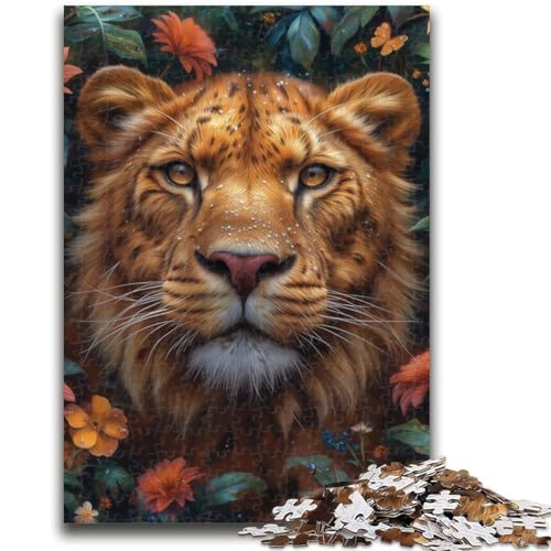 Blumenlöwen-Puzzle für Erwachsene und Teenager, anspruchsvolles Spiel und Familienspiel, ganze Familie (50x75cm) von AADSAZA