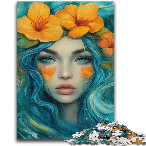 Blumenmädchen-Puzzle für Erwachsene, 1000 Teile, anspruchsvolles Spiel, Geschenke, ganze Familie (38x26cm) von AADSAZA