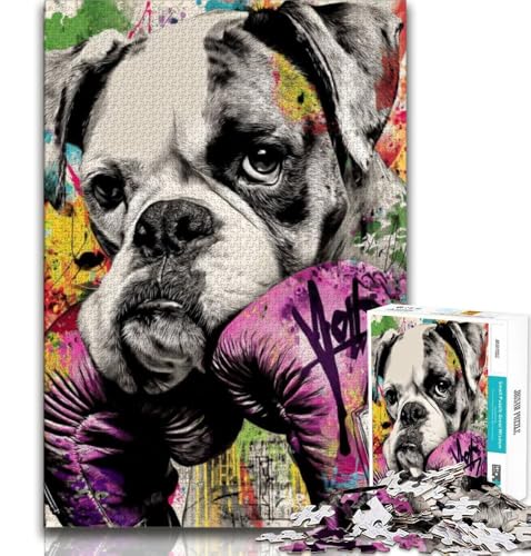 Boxer-Hunde-Puzzle 1000 Teile für Erwachsene, anspruchsvoll zu vervollständigen, Aber lustiges und humorvolles Lernspiel zum Geburtstag (38x26cm) von AADSAZA