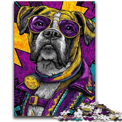 Boxer-Hunde-Puzzle für Erwachsene, 1000 Puzzles, Familienspiel, Stressabbau, schwierige Herausforderung, Wichtelgeschenke (38x26cm) von AADSAZA
