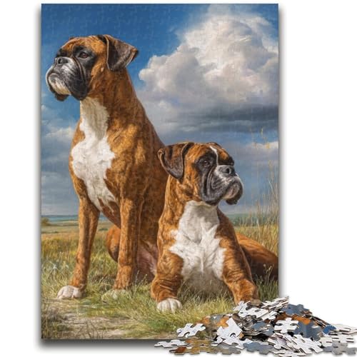 Boxer-Hunde-Puzzle für Erwachsene, 1000 Teile, anspruchsvolles Spielspielzeug, jedes Teil ist einzigartig – anspruchsvolles Familienspaßspiel (38x26cm) von AADSAZA
