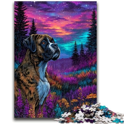 Boxer-Hunde-Puzzle für Erwachsene, 1000 Teile, hilft dem Gehirn, süchtig machendes Spielzeug zu trainieren, um Geduld zu fördern, geeignet für Paare (50x75cm) von AADSAZA