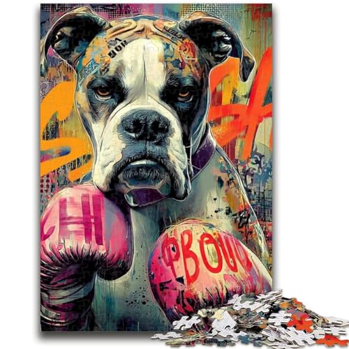 Boxer-Hunde-Puzzle für Erwachsene und Teenager, anspruchsvolles Spiel und Familienspiel, ganze Familie (38x26cm) von AADSAZA