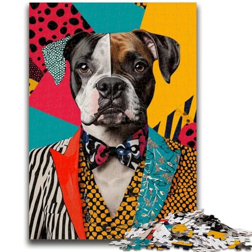 Boxer-Hunde-Puzzle für Teenager, 1000 Puzzleteile, zum Zeitvertreib zu Hause, jedes Teil ist einzigartig – anspruchsvolles Familienspiel (50x75cm) von AADSAZA
