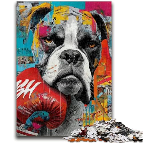 Boxer-Hunde-Puzzle für Teenager, 1000 Teile, Lernspiele, Wanddekoration, einzigartige Geburtstags (50x75cm) von AADSAZA