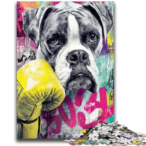 Boxer-Puzzle für Erwachsene, 1000 Teile, anspruchsvoll zu vervollständigen, Aber lustig und humorvoll, mit passendem Poster und Quizblatt (38x26cm) von AADSAZA
