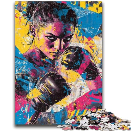 Boxerin-Puzzle, 1000 Teile, für Teenager, anspruchsvolles Spiel und Familienspiel, Wanddekoration, einzigartige Geburtstags (50x75cm) von AADSAZA