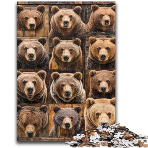 Braunbär-Collage, 1000-teiliges Puzzle für Erwachsene und Jugendliche, Quizspiel, Wanddekoration, einzigartige Geburtstags (50x75cm) von AADSAZA