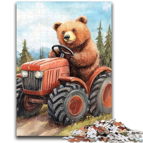 Braunbär fährt einen Traktor, 1000-teiliges Puzzle für Erwachsene und Jugendliche, Quizspiel, Wanddekoration, einzigartige Geburtstags (38x26cm) von AADSAZA