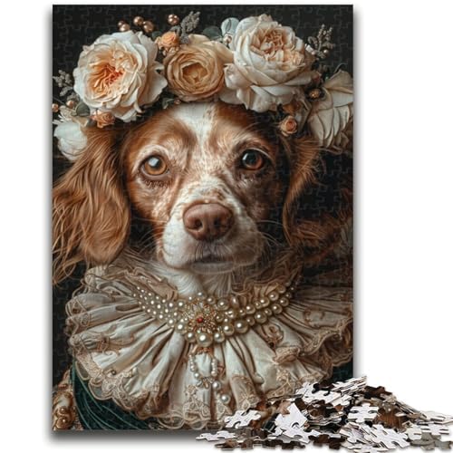Braunweißer Spaniel-Hund, 1000-teiliges Puzzle für Erwachsene und Jugendliche, Quizspiel, Wanddekoration, einzigartige Geburtstags (38x26cm) von AADSAZA
