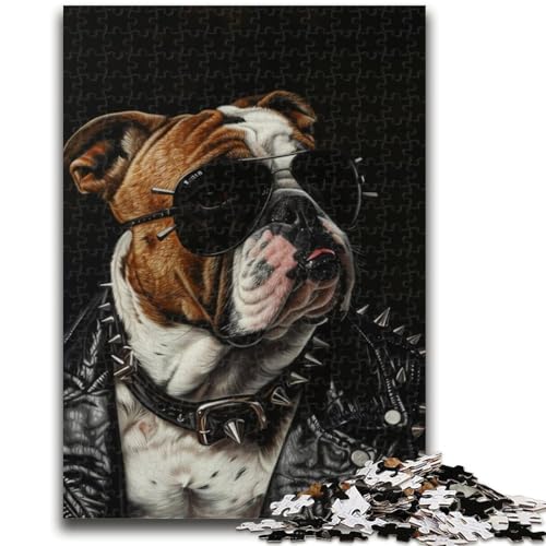 Bulldogge im Fell-Puzzle für Teenager, 1000 Teile, anspruchsvolles Spiel und Familienspiel mit vollständig ineinandergreifenden, zufällig geformten Teilen (38x26cm) von AADSAZA
