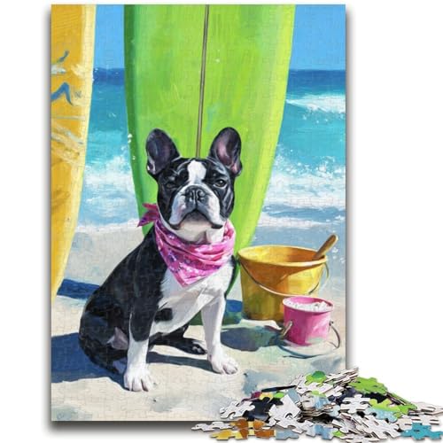 Bulldogge im Urlaub, Puzzle für Erwachsene, 1000 Teile, anspruchsvolles Spiel und Familienspiel, Wanddekoration, einzigartige Geburtstags (50x75cm) von AADSAZA