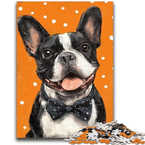 Bulldogge mit Fliege, 1000-teiliges Puzzle für Erwachsene und Jugendliche, Spielzeug, Lernspiele, stressabbauende Wanddekoration (38x26cm) von AADSAZA