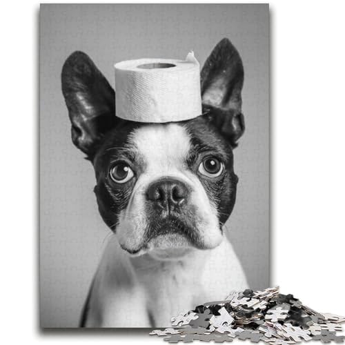 Bulldogge spielt mit Toilettenpapier, Puzzle 2000 Teile, für Teenager, Geschenke, Lernspiele, Heimdekoration, als Geschenk für die ganze Familie (70x100cm) von AADSAZA